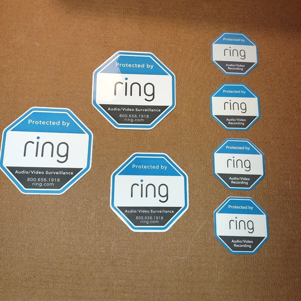 Protected By Ring Security Surveillance Stickers Decals Set For Windows & Doors